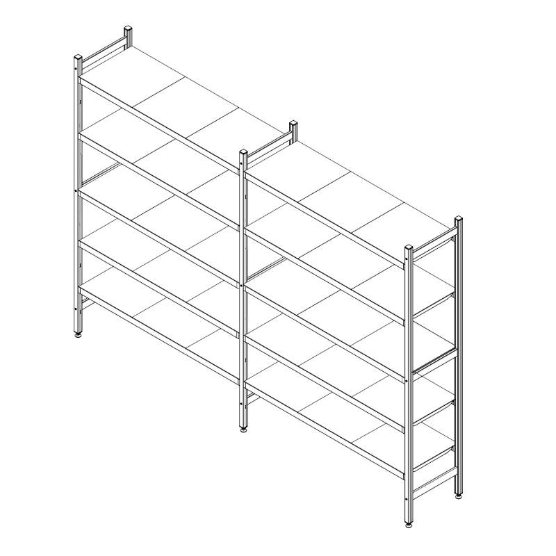Regalový systém 7217 x 400 mm, 5 polic