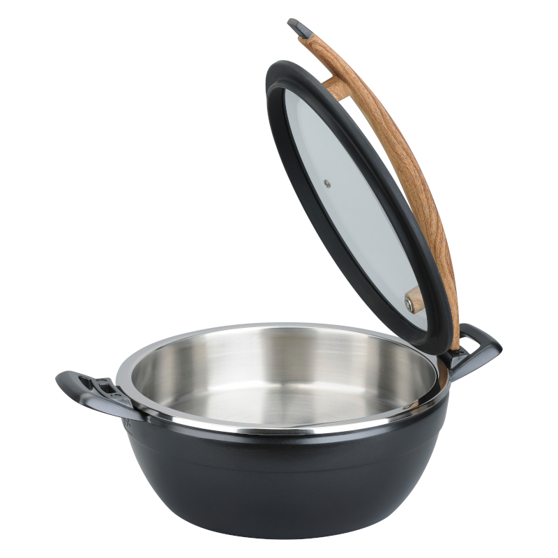 Chafing Artisan kulatý s dřevěnou rukojeti, 449x330x209 mm, 4,5 l
